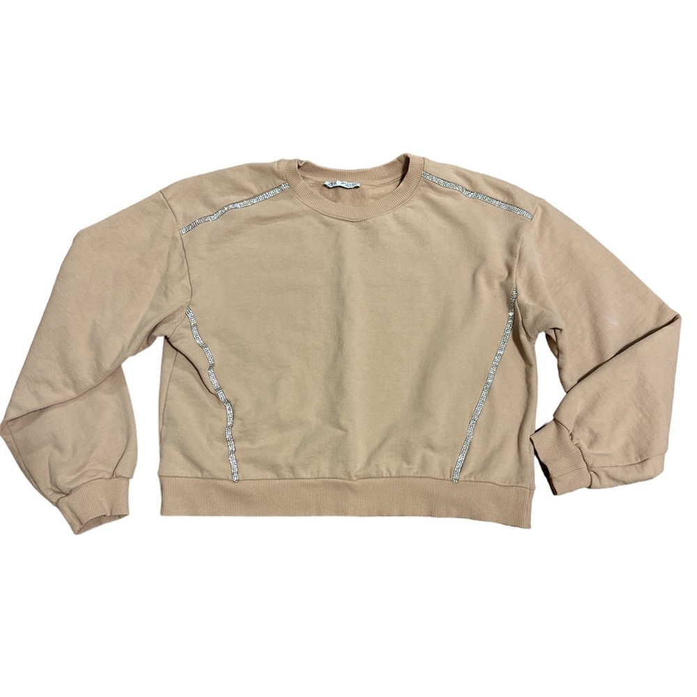 Zara blush sweatshirt with bedazzled accents. S.